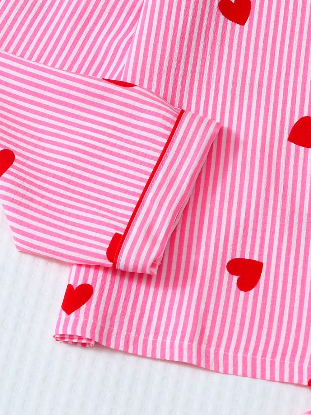 Pink Striped Heart Pajama Set — Red Heart Print - Picture 2 of 4
